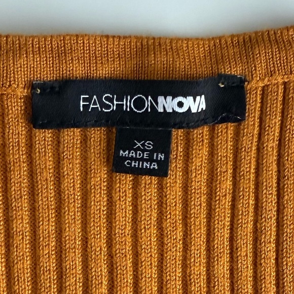 NWOT Fashion Nova Hazel Ribbed Mustard Bodysuit - Size XS - Picture 2 of 10